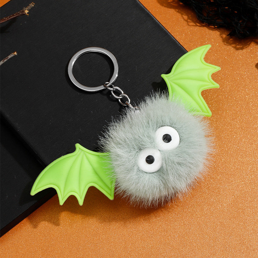 Wholesale Halloween Bat Plush Pom Keychain